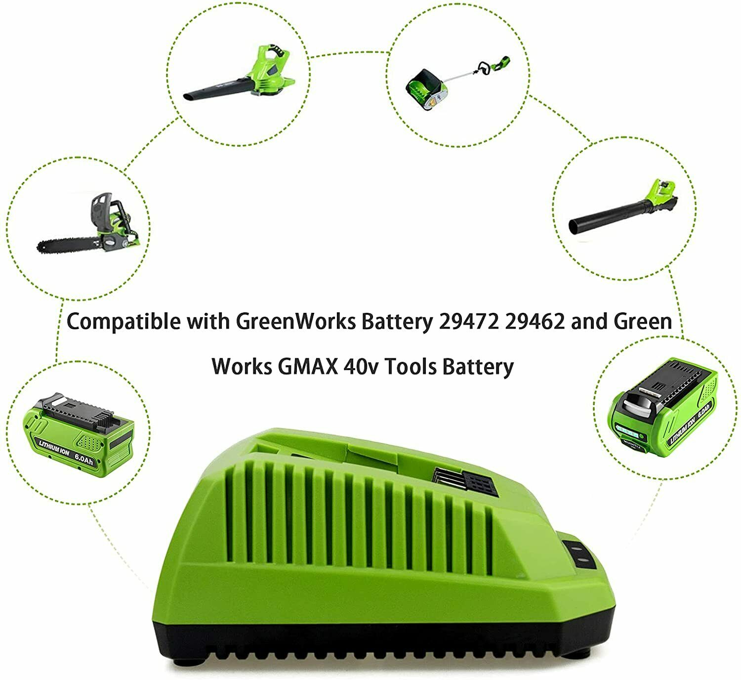 29482 Charger for GreenWorks 40 Volt G-MAX Lithium Battery 29482 Charger for GreenWorks 40 Volt G-MAX Lithium Battery